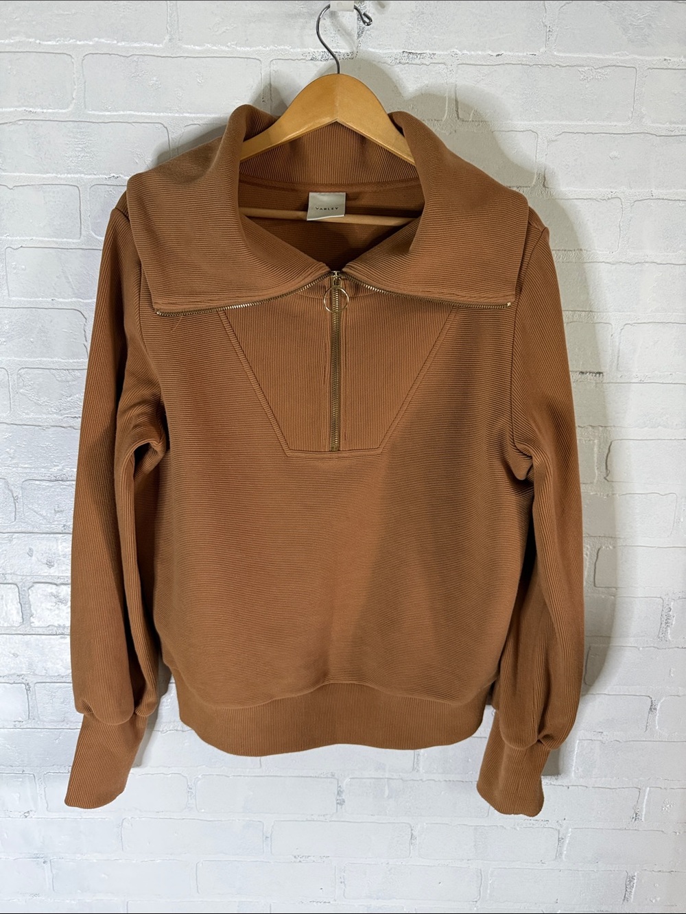 VARLEY Vine Ottoman Half Zip Sweatshirt Size medium Camel - Picture 6 of 15